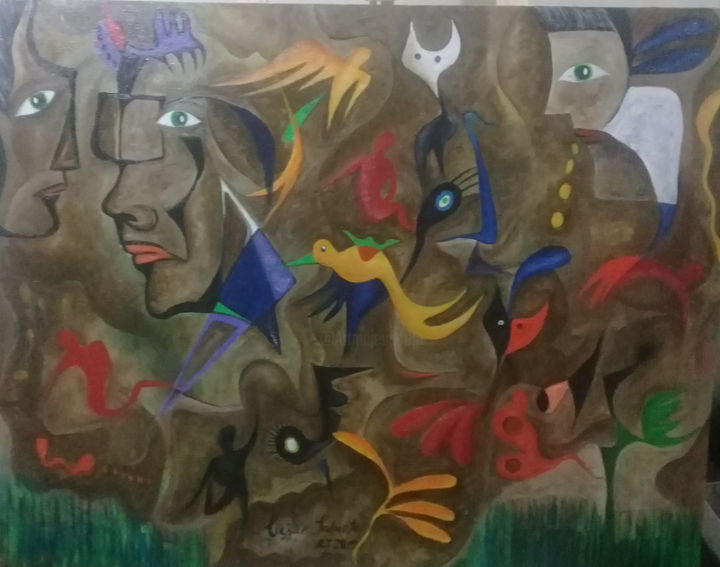 Painting titled "Sem título" by César Sabaote, Original Artwork, Acrylic