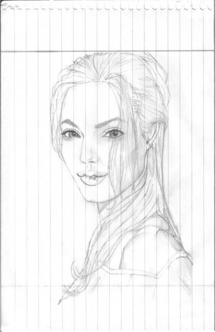 Disegno intitolato "Angelina Jolie Sket…" da Cesarv06 Yahoo.Mx Garcia, Opera d'arte originale, Altro