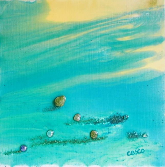 Peinture intitulée "Océan de sables" par Cesco, Œuvre d'art originale, Huile