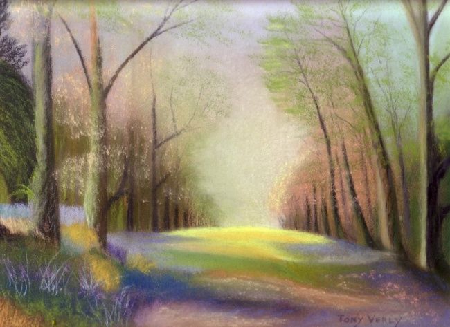 Peinture intitulée "Sous-Bois au printe…" par Tony Verly, Œuvre d'art originale,