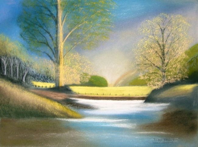 Peinture intitulée "Matin d'été" par Tony Verly, Œuvre d'art originale,