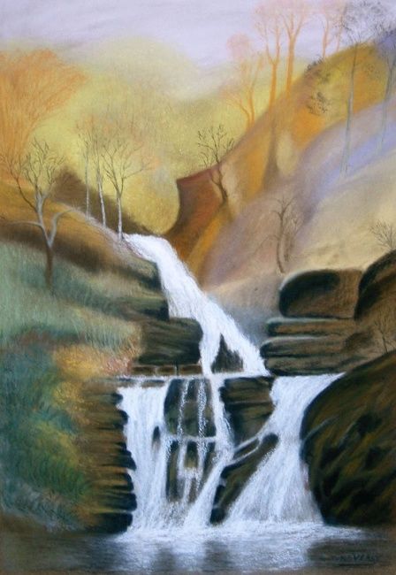 Peinture intitulée "Torrent de Montagne" par Tony Verly, Œuvre d'art originale,