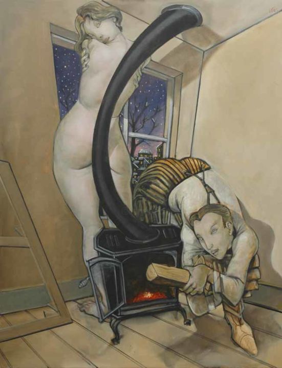 Peinture intitulée "de-braises-en-buche…" par Jean-Pierre Ceytaire, Œuvre d'art originale, Huile