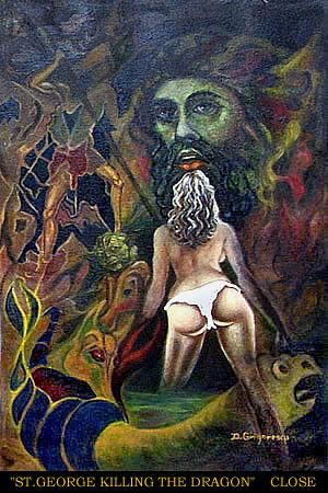 Schilderij getiteld "St. George kiling t…" door Grigorescu Cezar, Origineel Kunstwerk