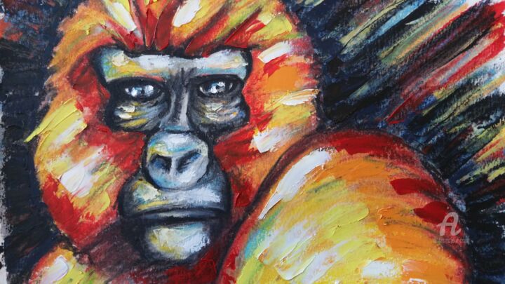 Painting titled "Kong" by Caroline Farys, Original Artwork, Pastel