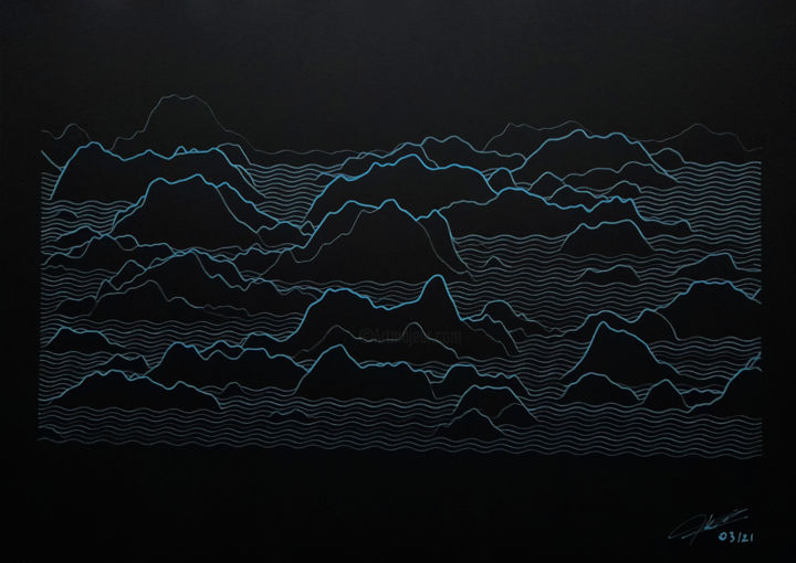 "Abstract landscape…" başlıklı Baskıresim Christophe Floutier tarafından, Orijinal sanat, Guaş boya