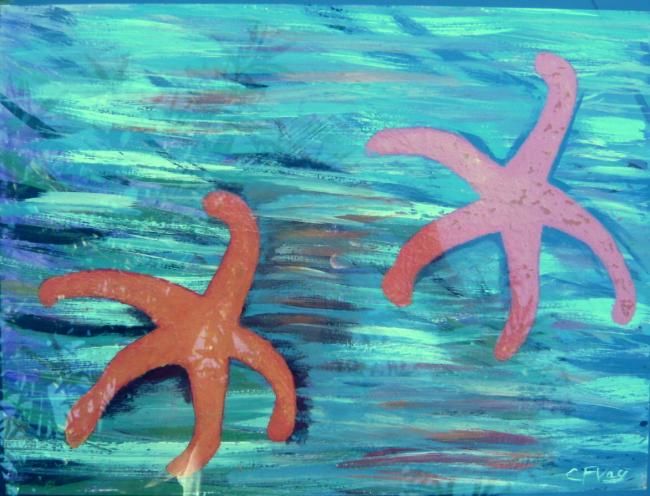 Painting titled "Estrellas de mar (s…" by C F Vay, Original Artwork, Oil