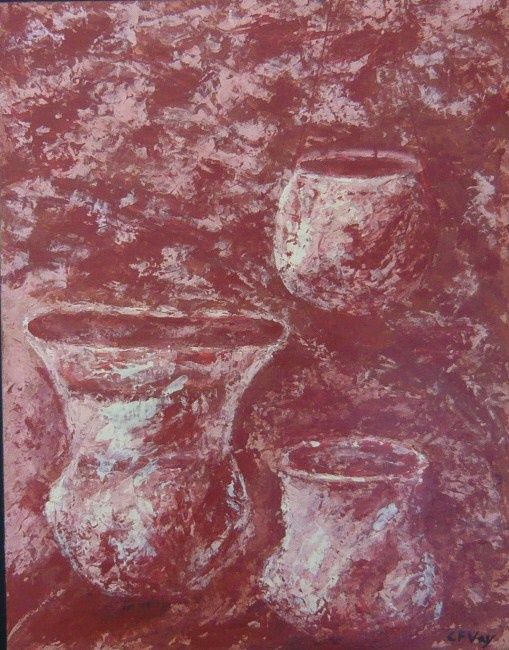 Painting titled "Pots" by C F Vay, Original Artwork, Oil