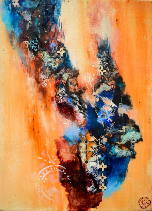 Painting titled "Série ocre 3" by C.F.X, Original Art, Collages