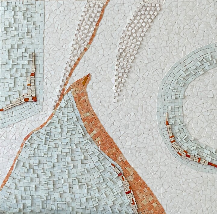 Scultura intitolato "WHITE ABSTRACT" da Cg In The Art, Opera d'arte originale, Mosaico Montato su Altro pannello rigido