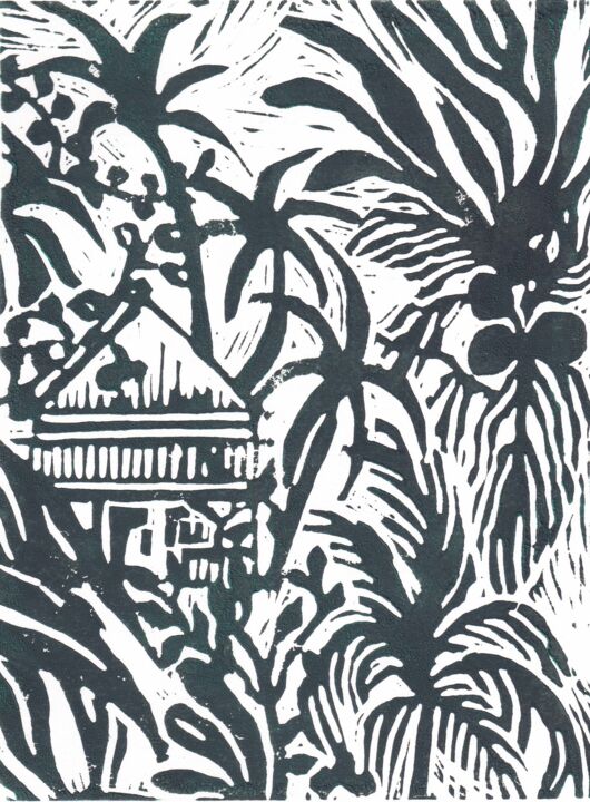 Gravures & estampes intitulée "A Madagascar" par Catherine Gajac, Œuvre d'art originale, Linogravures