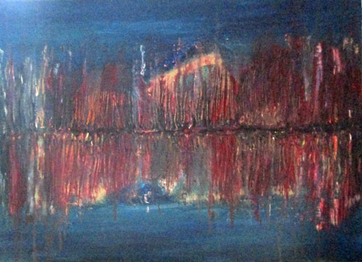 Painting titled "Paysage 5" by Claude Gascon, Original Artwork, Acrylic