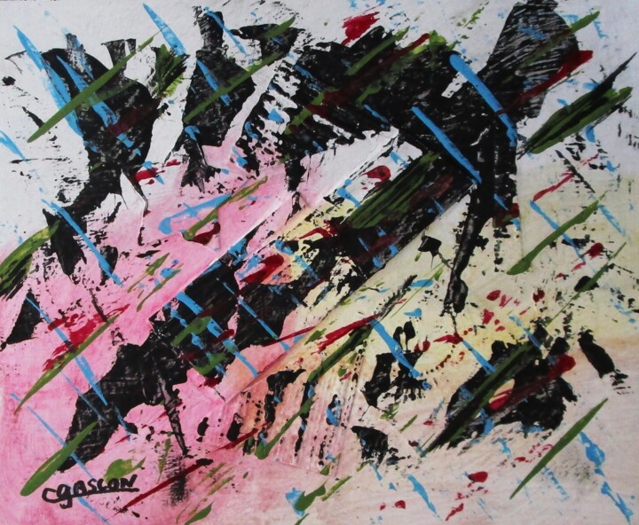 Schilderij getiteld "Abstrait 224" door Claude Gascon, Origineel Kunstwerk, Acryl Gemonteerd op Houten paneel