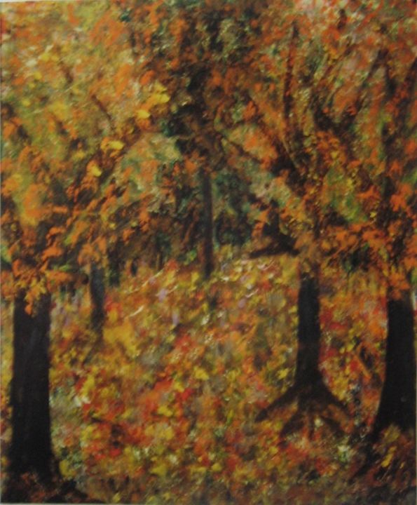 Painting titled "Automne #1" by Claude Gascon, Original Artwork, Acrylic