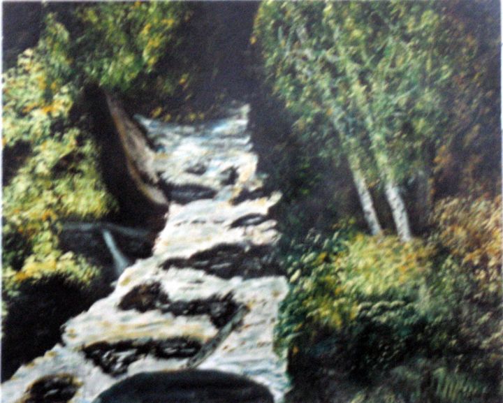 Peinture intitulée "Ruisseau à Prévost" par Claude Gascon, Œuvre d'art originale, Acrylique