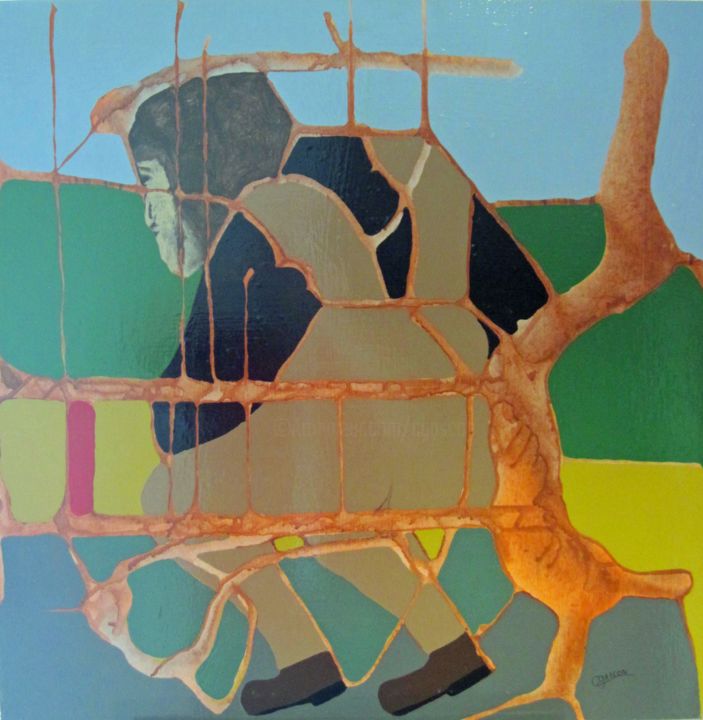 Solitaire Sur Un Banc De Parc Painting By Claude Gascon Artmajeur