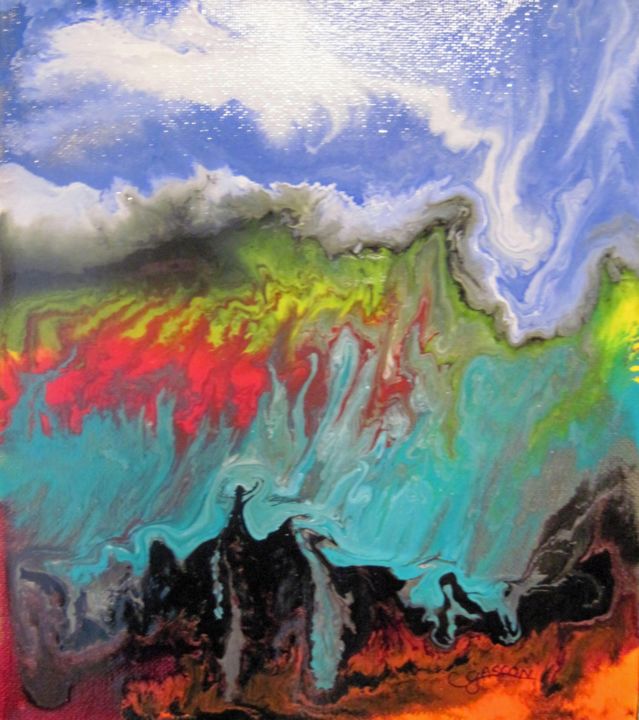 Pittura intitolato "Le maître de la nat…" da Claude Gascon, Opera d'arte originale, Pittura di vetro colorato Montato su Tel…