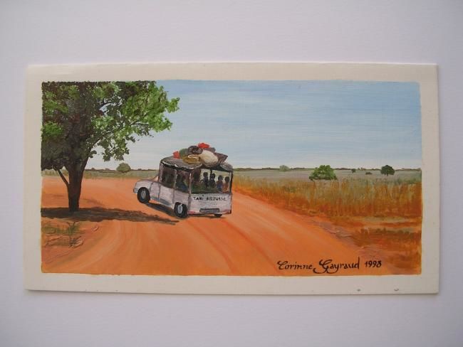 Painting titled "TAXI BROUSSE DE MAD…" by Corinne Gayraud, Original Artwork, Oil