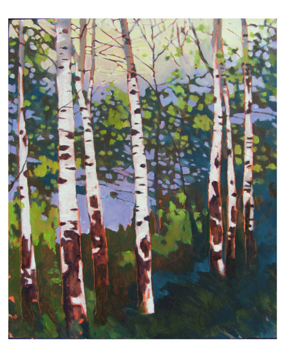 Painting titled "olson-birches11x14.…" by Caitlin Olson, Original Art, Oil
