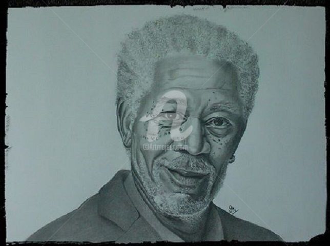 Rysunek zatytułowany „Morgan Freeman” autorstwa C.G Dessins, Oryginalna praca, Grafit
