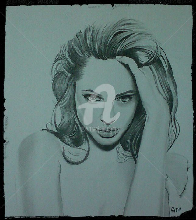 Dessin intitulée "Angelina Jolie" par C.G Dessins, Œuvre d'art originale, Graphite