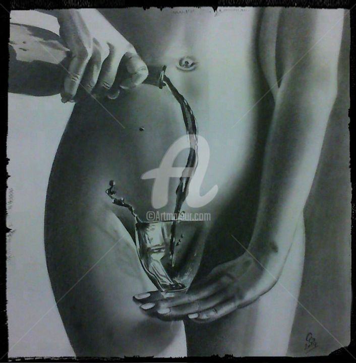 Dibujo titulada "Nu. Vin et sensuali…" por C.G Dessins, Obra de arte original, Grafito