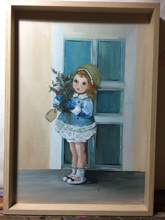 Pintura titulada "muñequita de estamp…" por Clara G Ruiz, Obra de arte original, Oleo