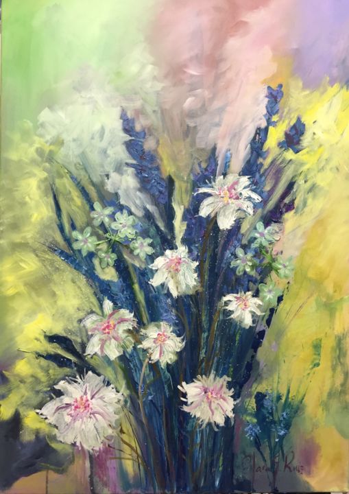 Peinture intitulée "Flores 20" par Clara G Ruiz, Œuvre d'art originale