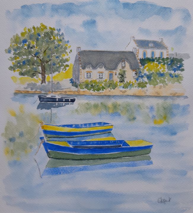 Peinture intitulée "En Bretagne" par Christel Bous Legent, Œuvre d'art originale, Aquarelle
