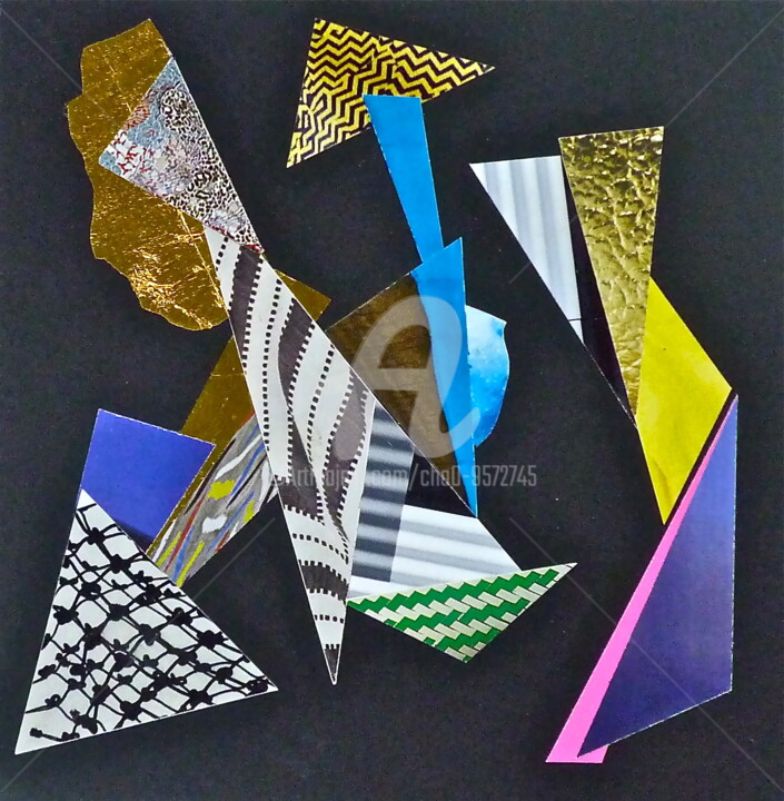 Collages titled "NUIT-999" by Cha, Original Artwork, Paper cutting