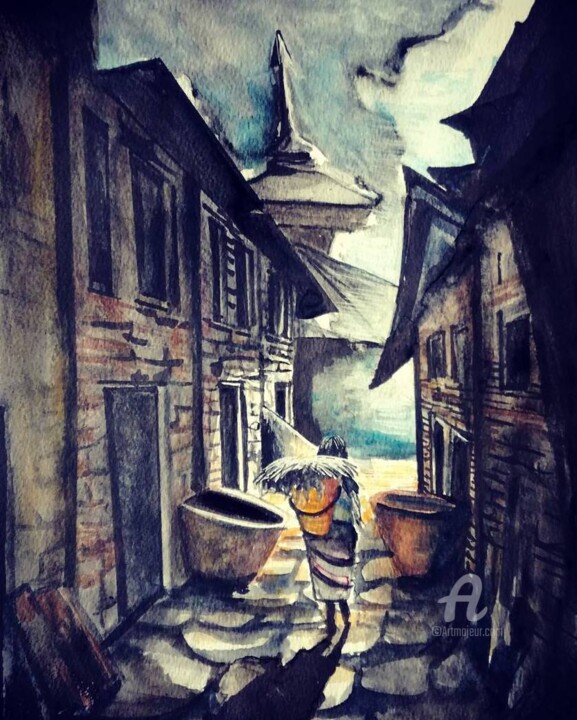 Painting titled "Travel" by Cha, Original Artwork, Watercolor