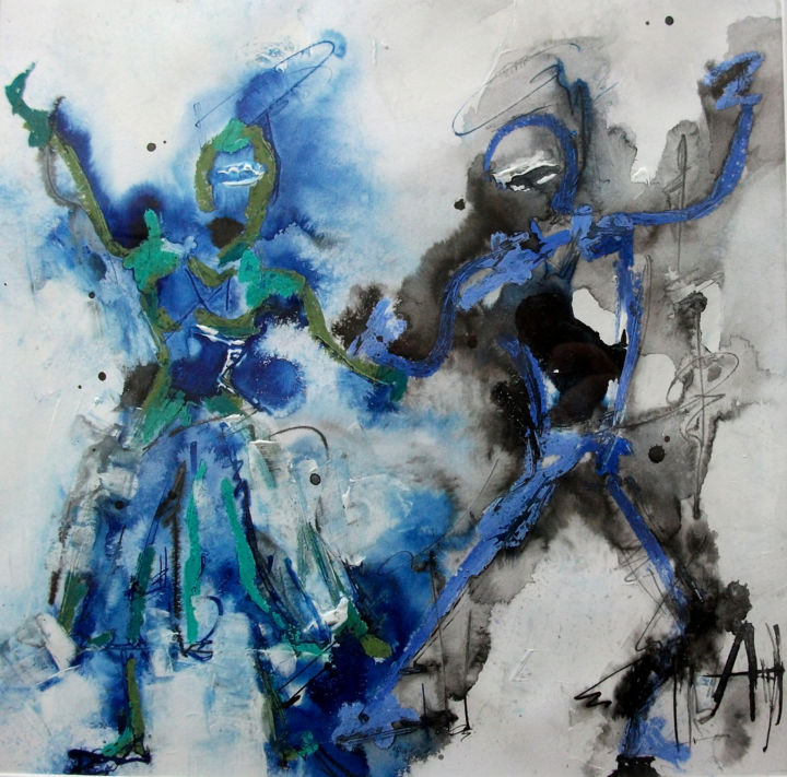 Painting titled "un-rock-bleu.jpg" by Chachapeala, Original Artwork