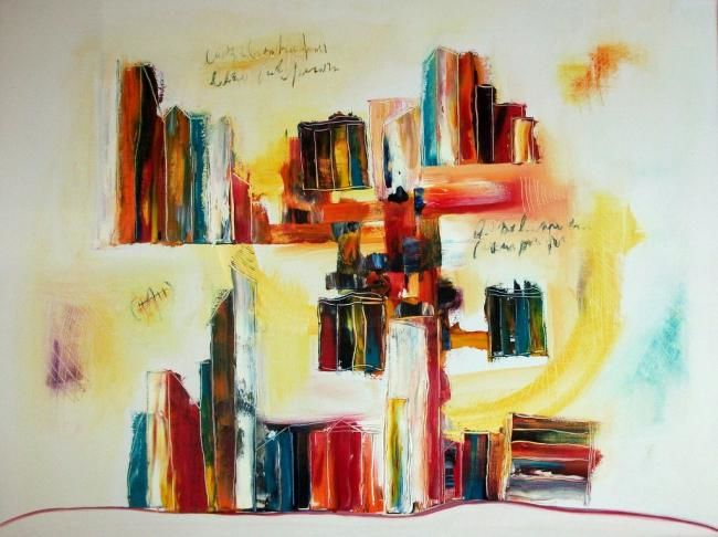 Painting titled "bibliotheque" by Chachapeala, Original Artwork