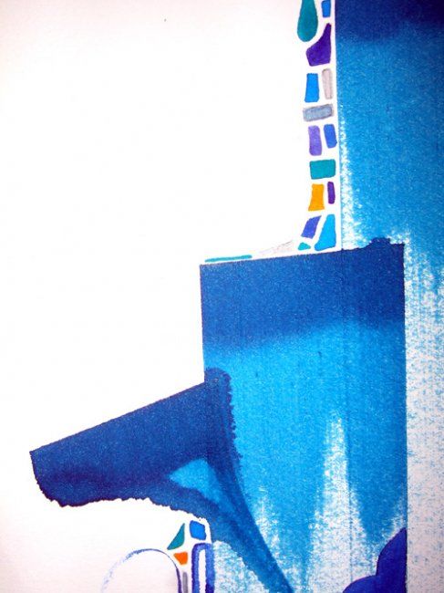 Painting titled "Libre bleu détail" by Chadia Labidi, Original Artwork