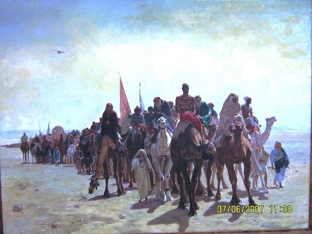 Peinture intitulée "pelerins allant a l…" par Riad, Œuvre d'art originale, Huile