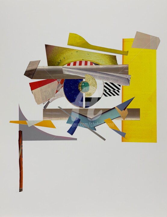 Collagen mit dem Titel "La Berlue" von Cha, Original-Kunstwerk, Collagen Auf Karton montiert