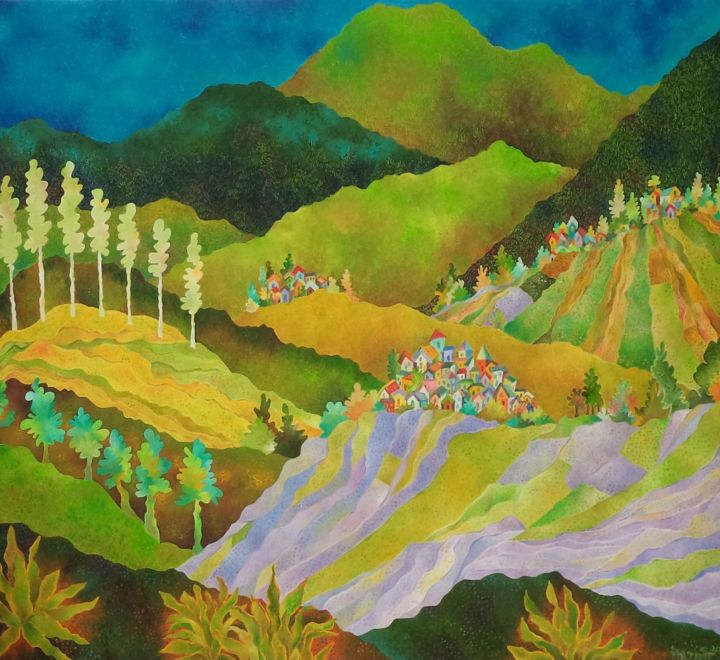 Painting titled "Lavender and lemong…" by Chaitali Chatterjee, Original Artwork, Oil