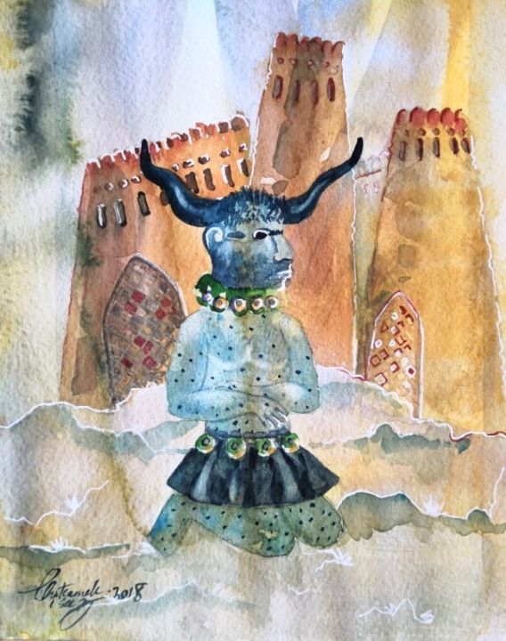 Painting titled "Déva" by Chakameh Chitsaz, Original Artwork, Watercolor