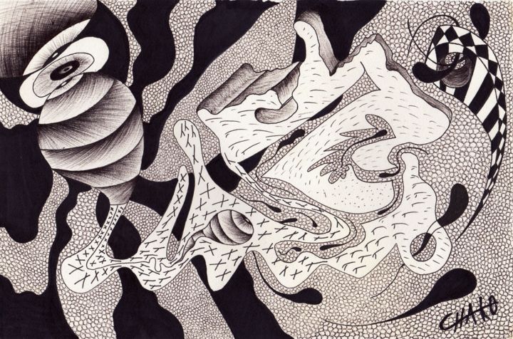 Dibujo titulada "xx xy carrera hacia…" por Chako Ojo, Obra de arte original, Bolígrafo