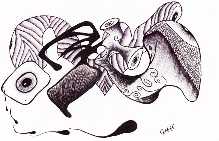 Drawing titled "la despedida" by Chako Ojo, Original Artwork, Ballpoint pen
