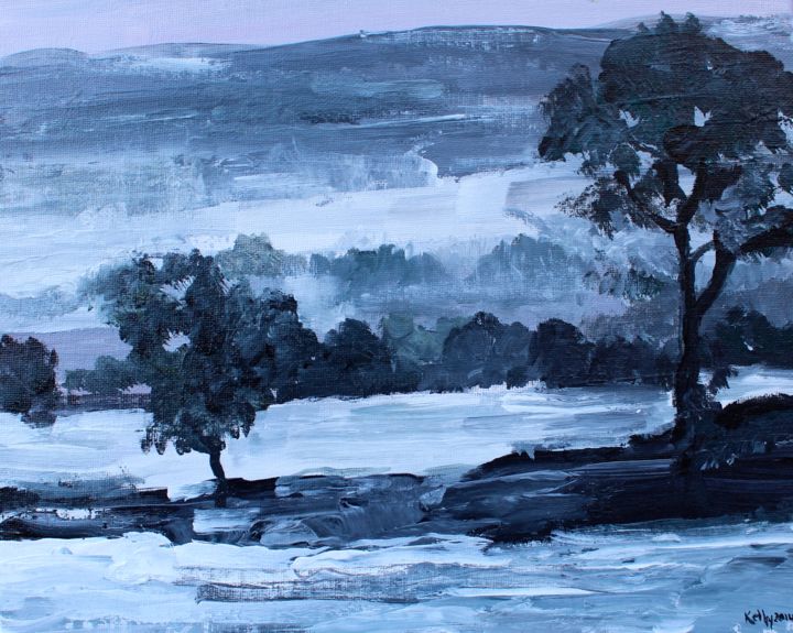 Painting titled "First Snow: Winter…" by Terence Kelly, Original Art, Acrylic