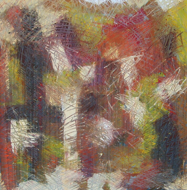 Peinture intitulée "cachés sous les ron…" par Chamartin, Œuvre d'art originale, Huile