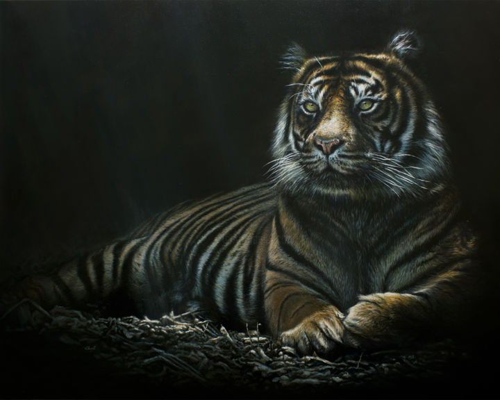 Painting titled "Into the shadows" by Chamindra De Silva Abeyewickreme, Original Art, Acrylic