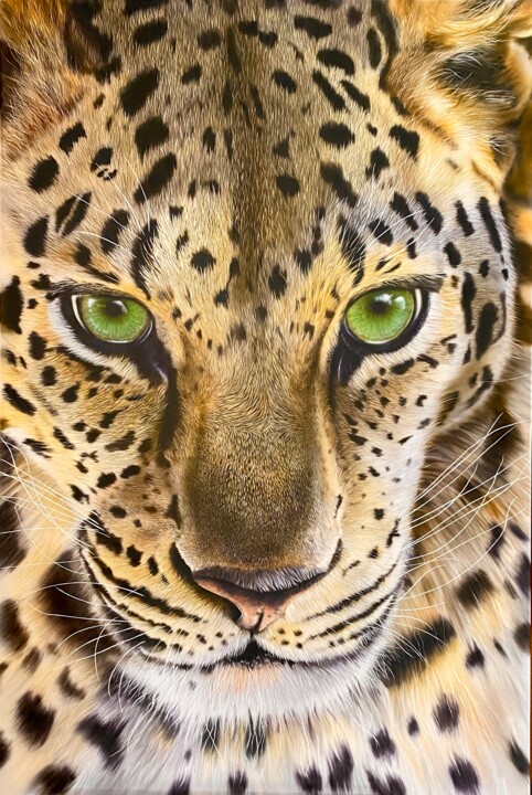 Painting titled "Leopard Big" by Johan De Champs, Original Artwork, Acrylic