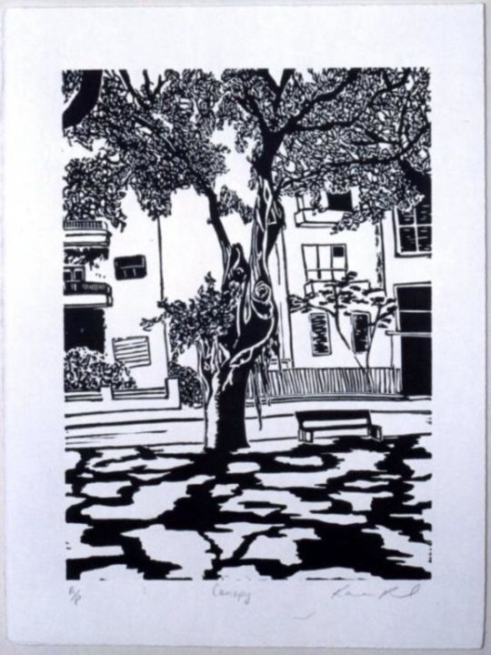 Отпечатки и Гравюры под названием "Canopy" - Chana Esther Bloch, Подлинное произведение искусства, Линогравюры
