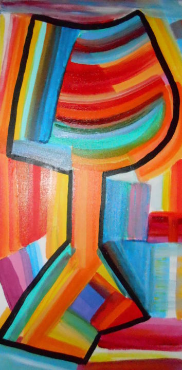 Painting titled "Verre Design" by Liliane Chanal-Jouet, Original Artwork