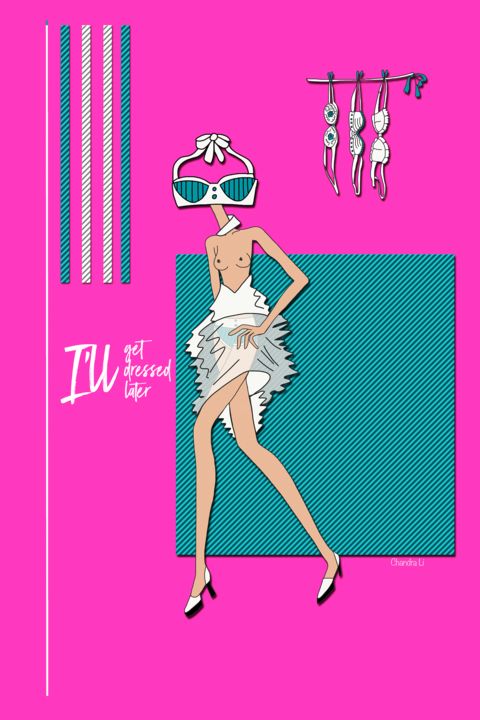 Цифровое искусство под названием "Woman in pink bra -…" - Elizaveta Khaustovich (Chandra Li), Подлинное произведение искусст…