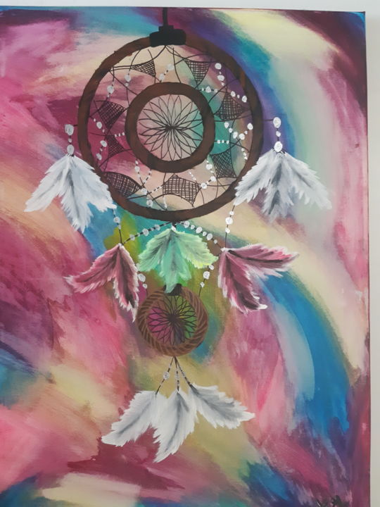 Painting titled "Dreamcatcher" by Chanel Grondin, Original Artwork, Acrylic