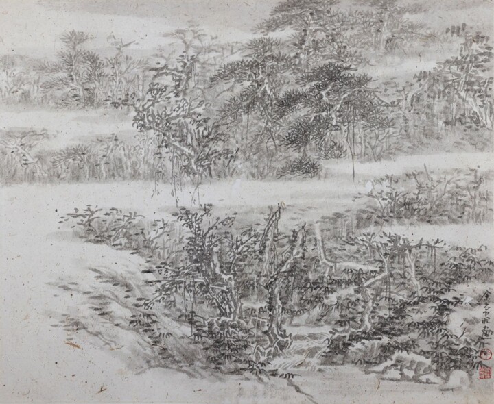 Painting titled "<仿古山水之二>" by Chang Wang Yu, Original Artwork, Ink