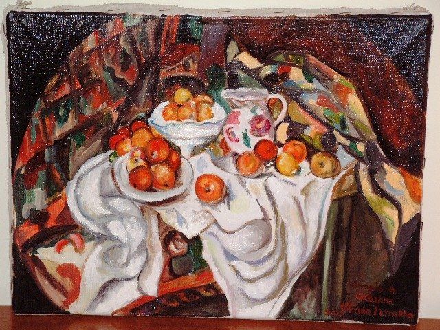 Painting titled "onore a cezanne il…" by Liliana Lamanna, Original Artwork